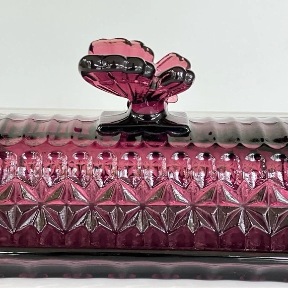 Circleware Plum Purple Amethyst Butterfly Butter Dish - Picture 4 of 16